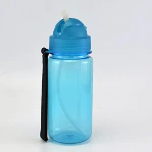 blue straw bottle