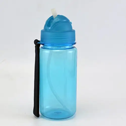 blue straw bottle